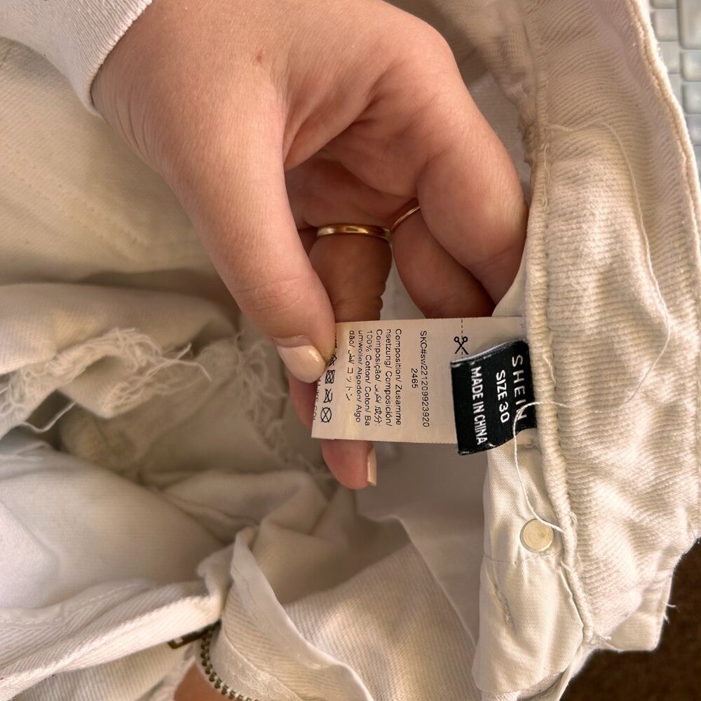 White Ripped Jean Shorts - Picture 3 of 3